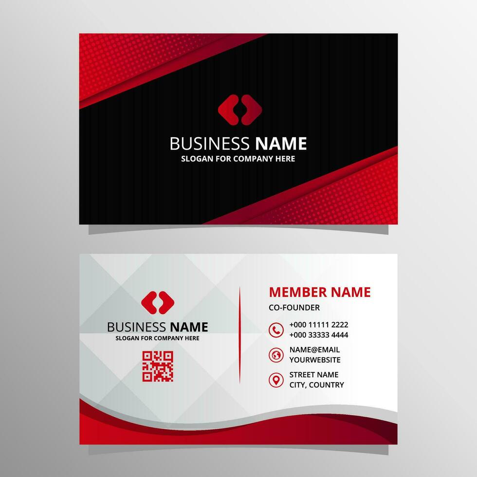 Abstract Beautiful Black and Red Diagonal Business Card Template vector