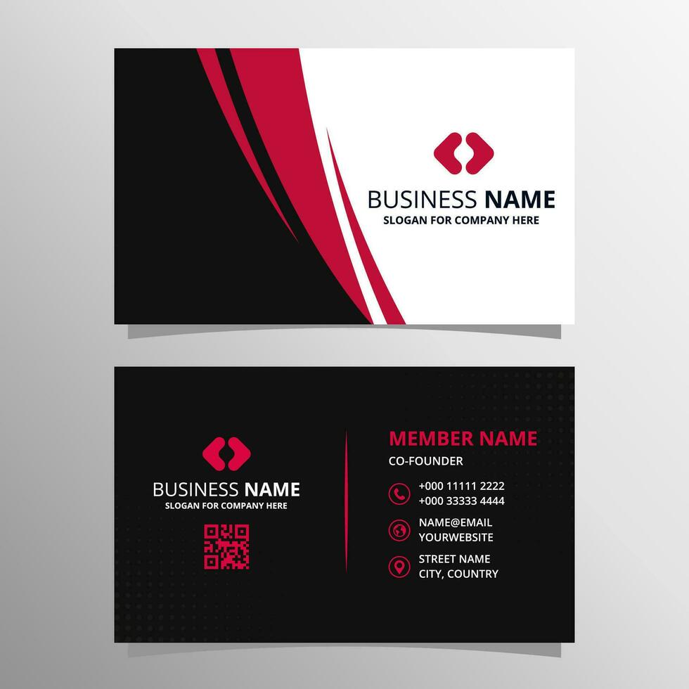 Abstract Black and Red Curved Business Card Template vector