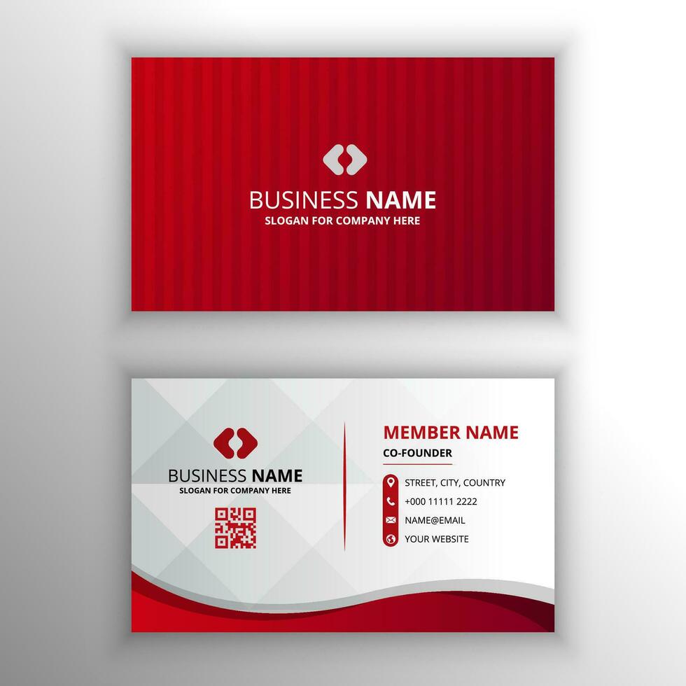Abstract Beautiful Striped Red Business Card Template vector
