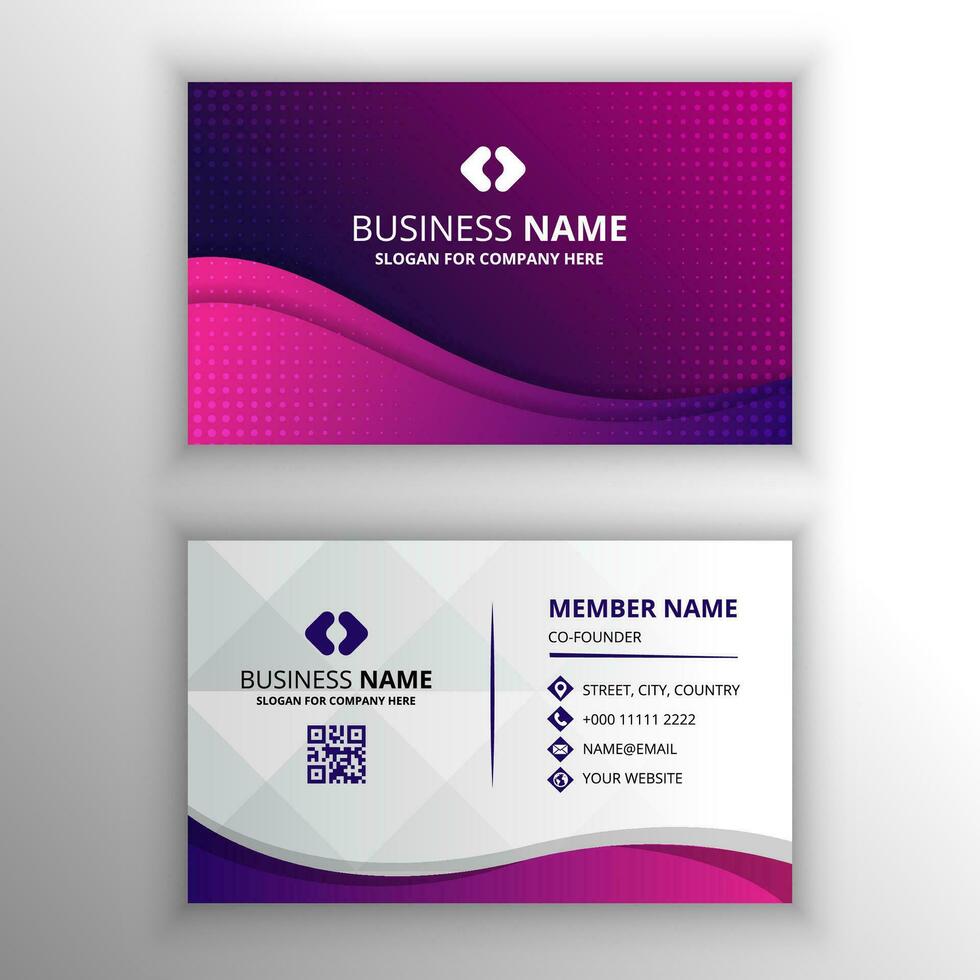 Abstract Elegant Gradient Pink Blue Business Card With Curves vector