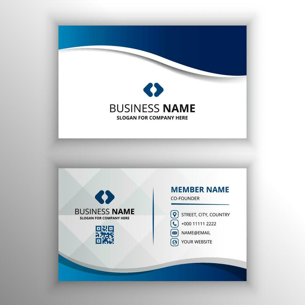 Abstract Gradient Blue Curved Business Card Template vector
