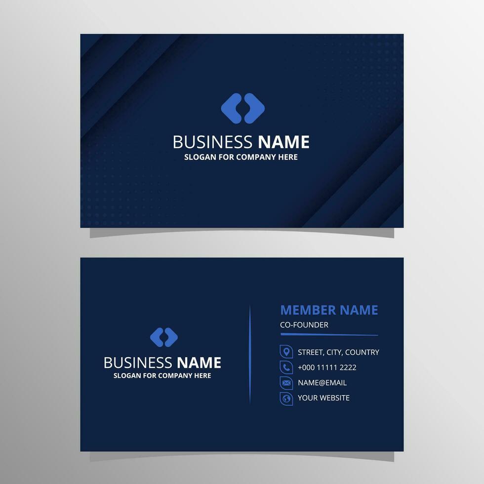 Abstract Modern Striped Blue Business Card Template With Dots vector