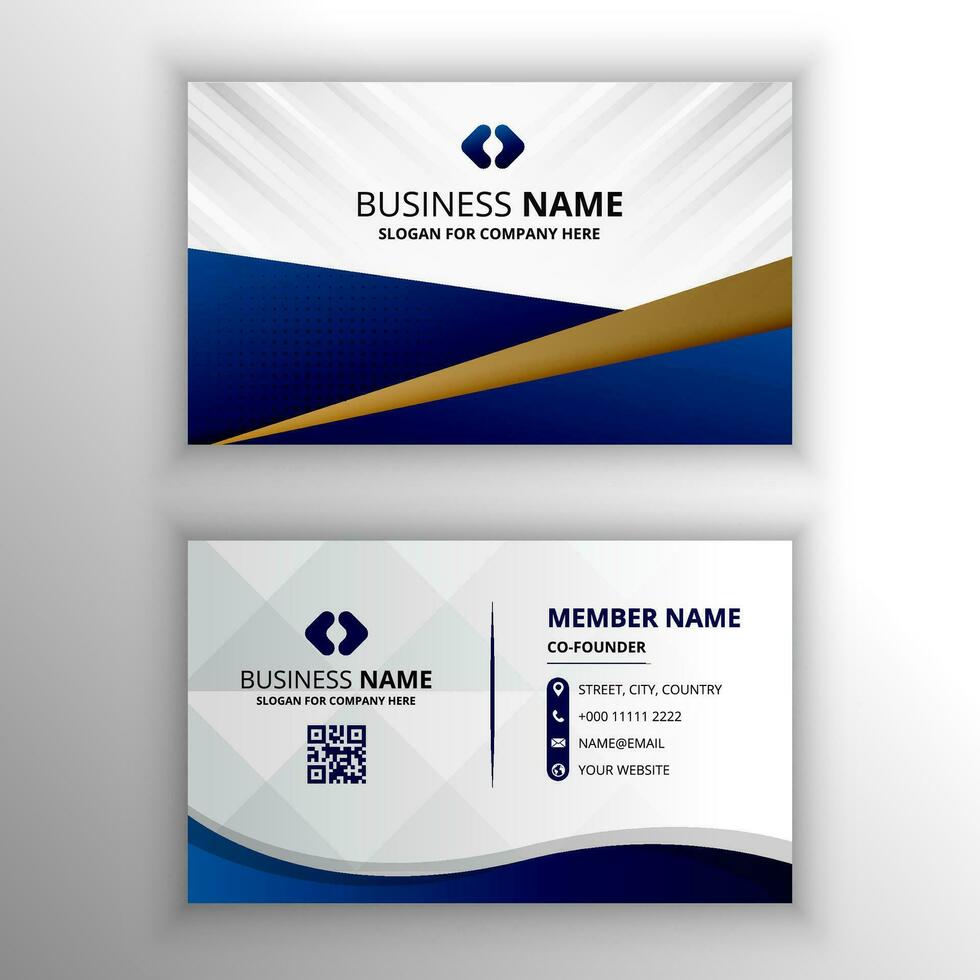 Abstract Modern Blue Business Card Template With Curves and Lights vector