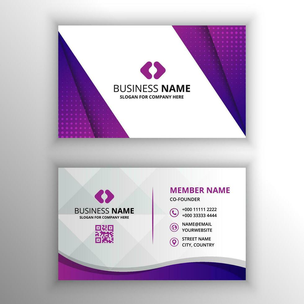 Abstract Modern Blue and Purple Business Card Template With Curved Lines vector