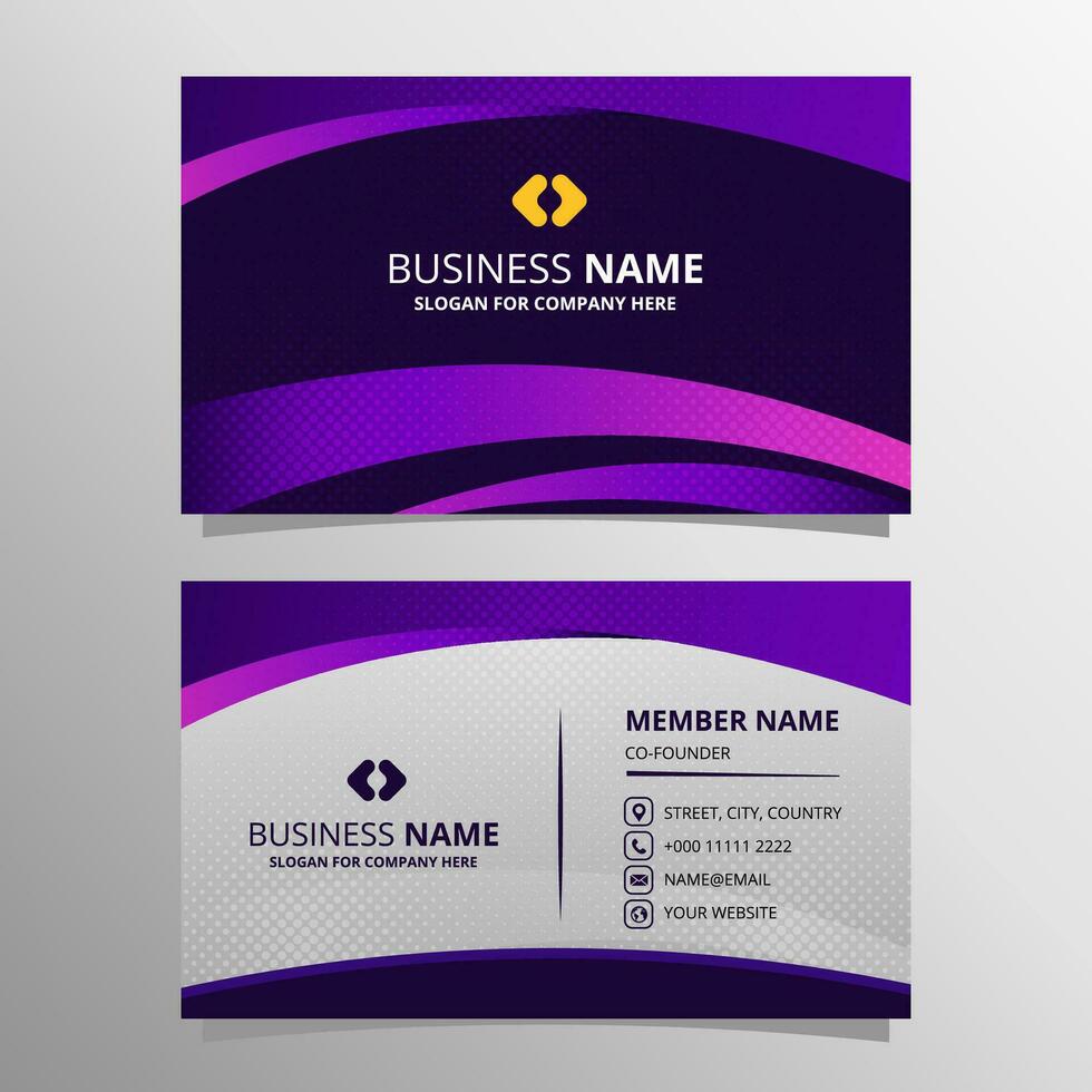 Abstract Purple Curved Business Card Template vector
