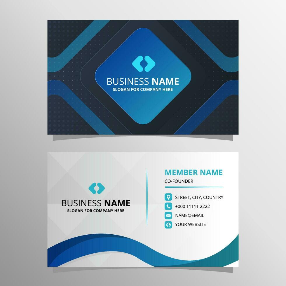 Abstract Stylish Blue Geometric Business Card Template With Squares vector
