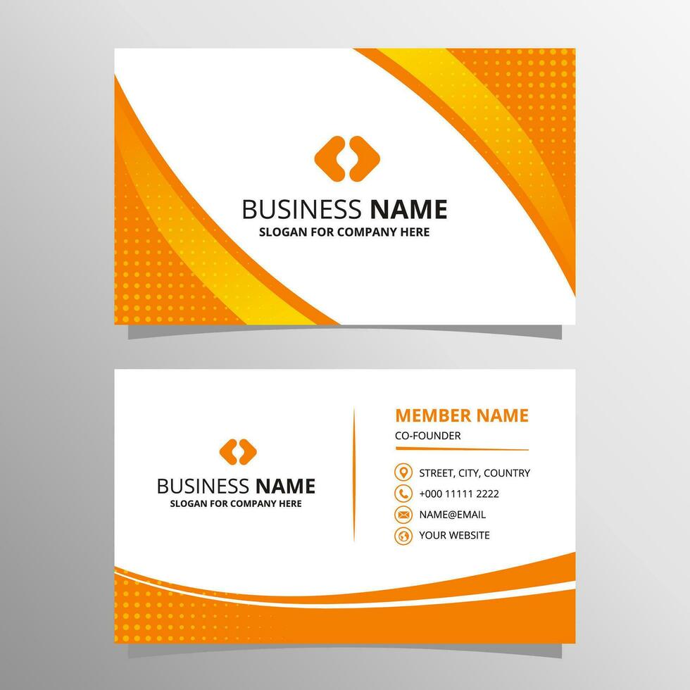Abstract Stylish Orange Curved Business Card Template With Dots vector