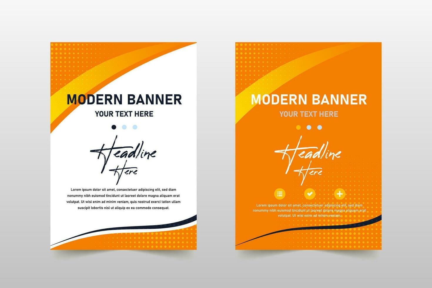 Abstract Stylish Orange Curved Banner Template With Dots vector