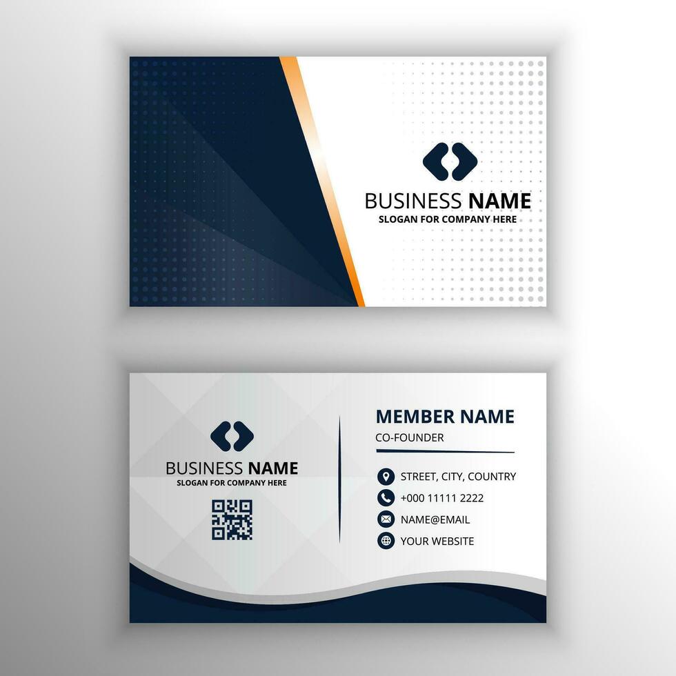 Abstract Stylish Blue and White Lined Business Card Template With Dots vector