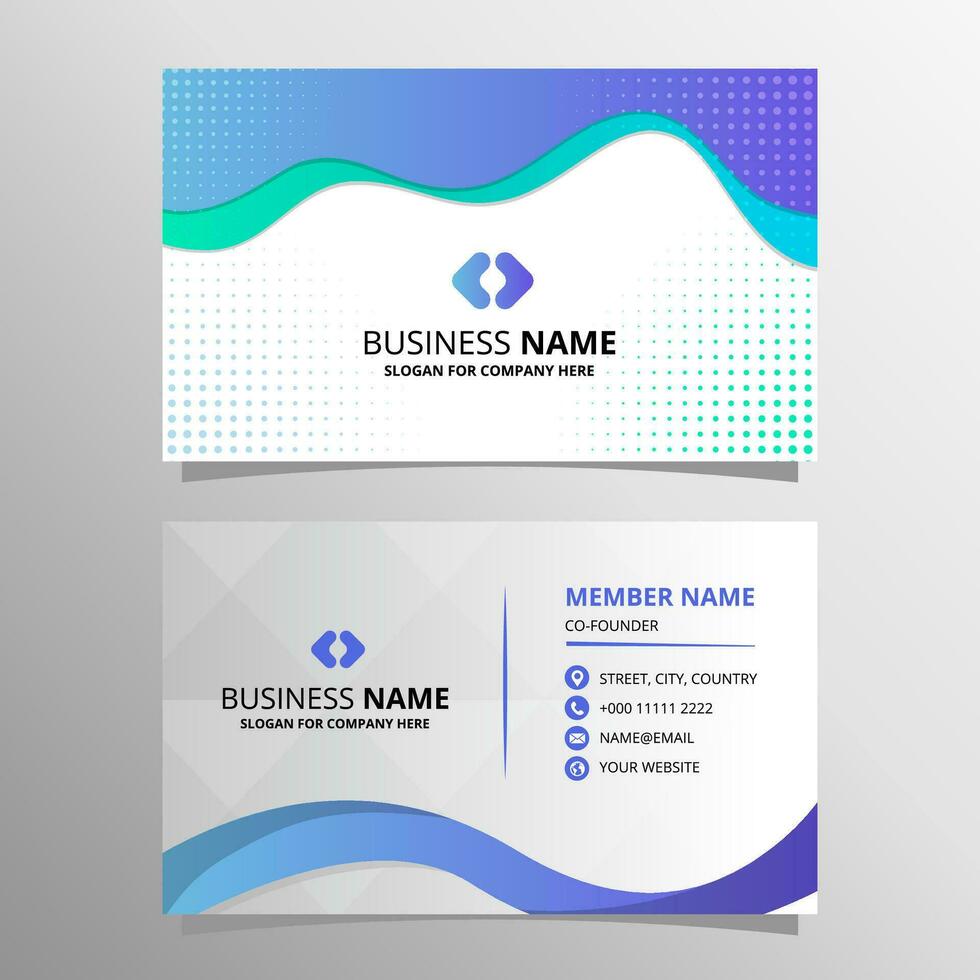 Abstract Vector Gradient Wavy Business Card With Dots