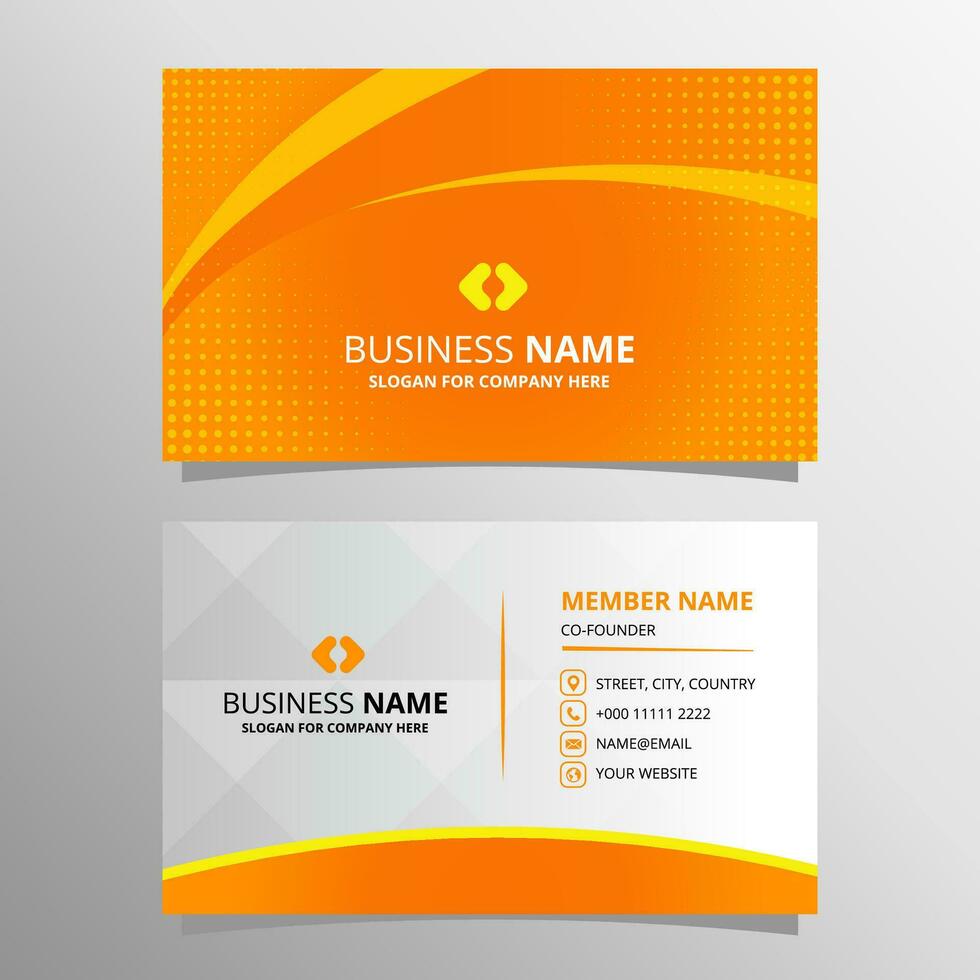 Abstract Vector Orange and Yellow Curved Business Card Template