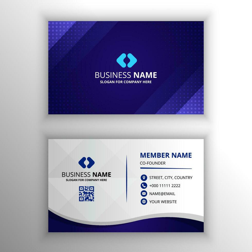 Abstract Vector Gradient Diagonal Blue Business Card Template