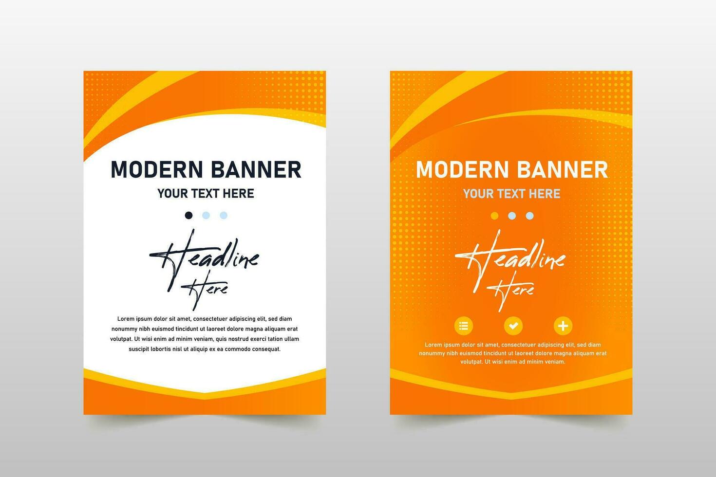 Abstract Vector Orange and Yellow Curved Banner Template