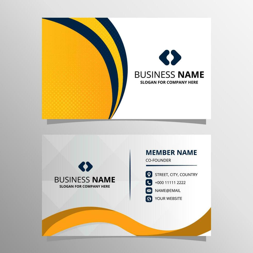 Abstract Yellow and Blue Curved Business Card Template With Dots vector