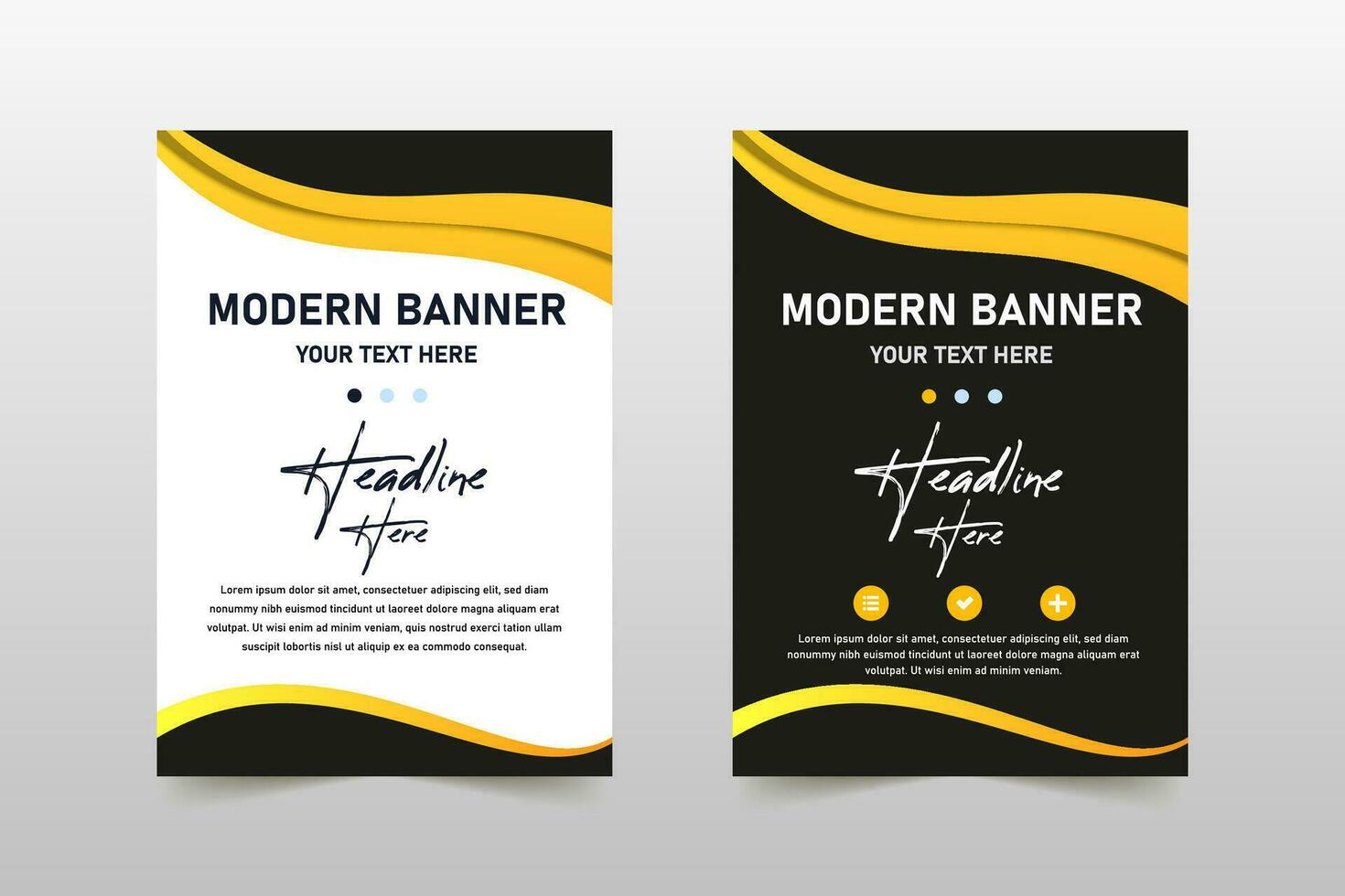 Abstract Yellow Colored Business Banner Template With Curved Shapes vector