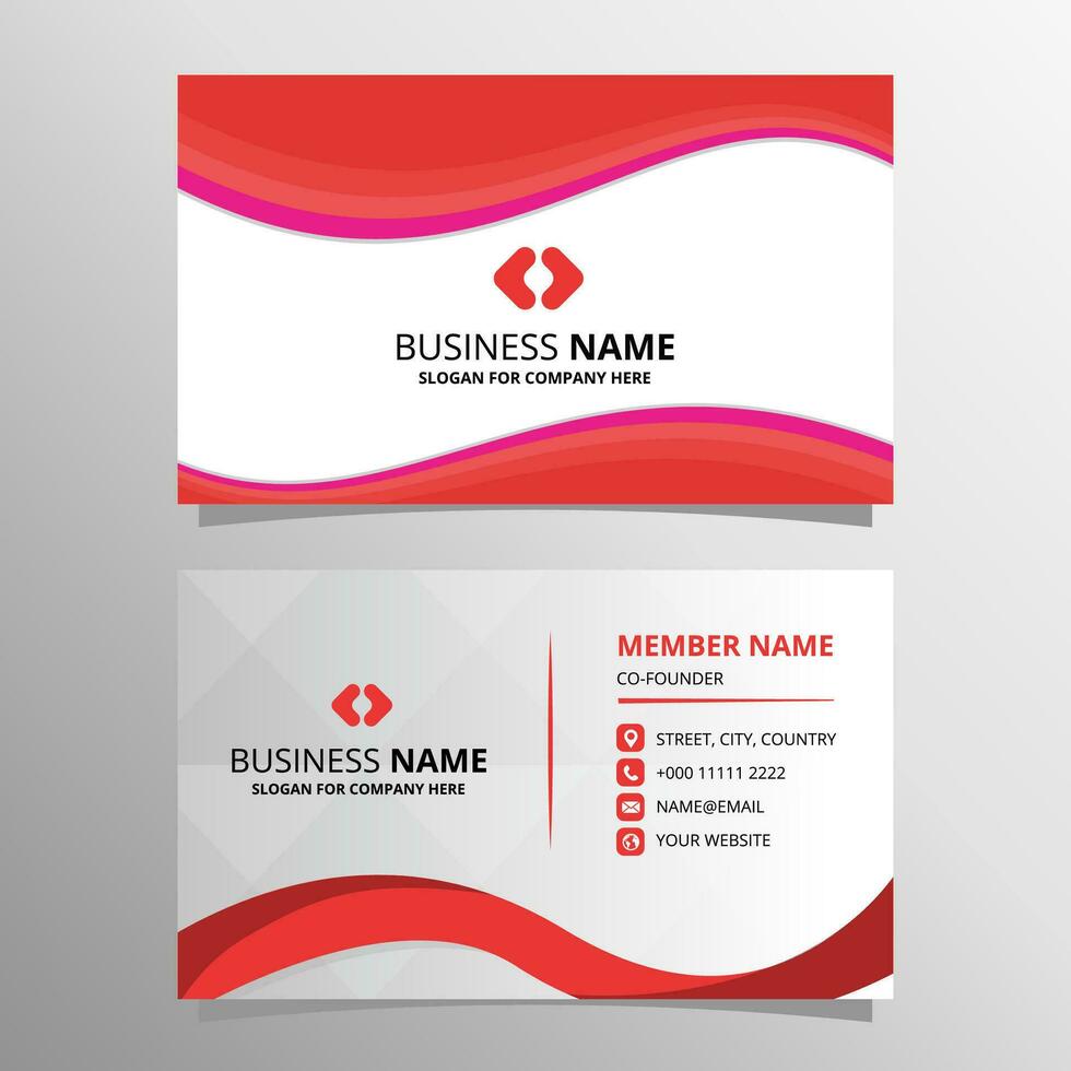 Beautiful Red Business Card With Curved Shapes vector