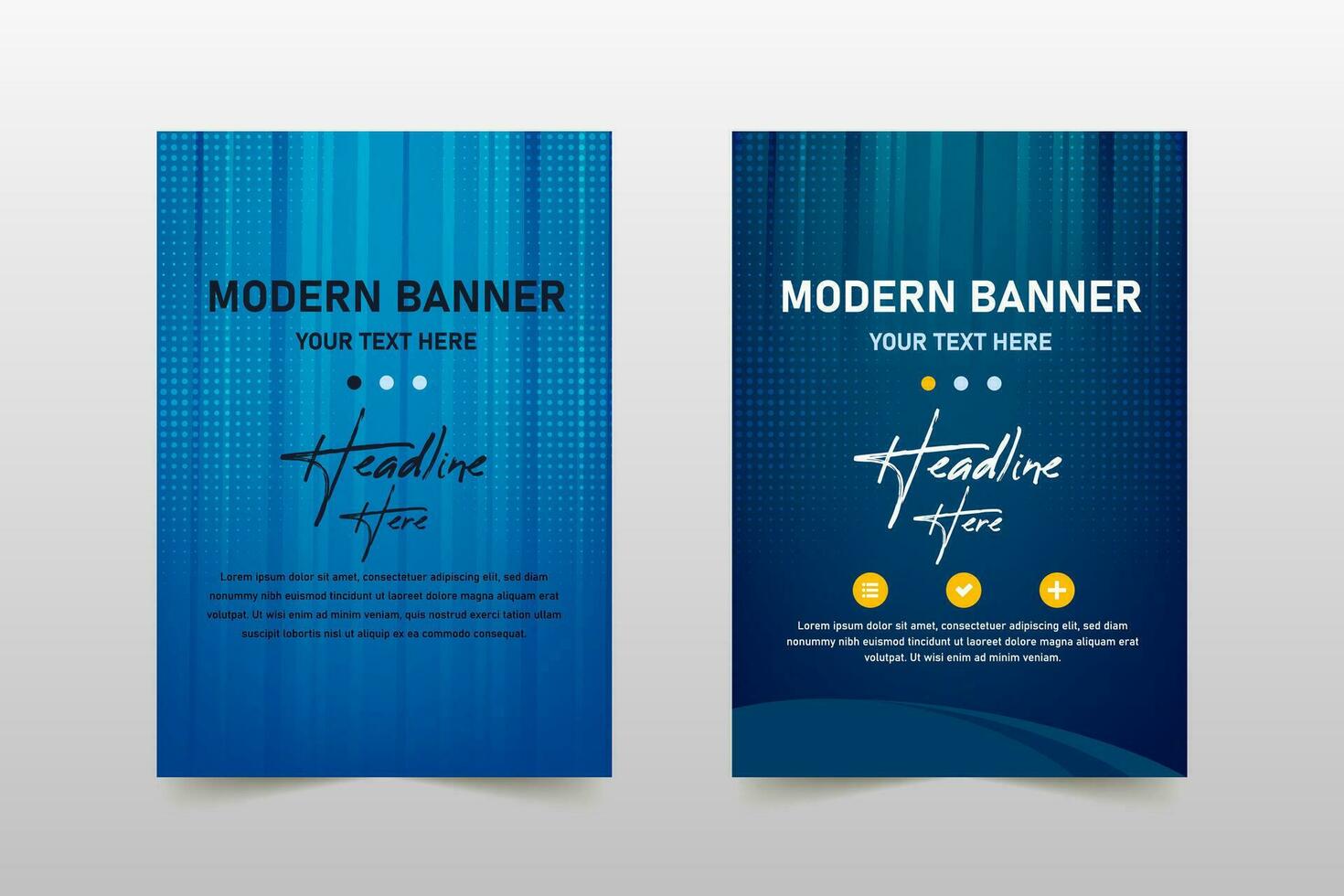 Abstract Vector Shiny Gradient Striped Blue Banner Template