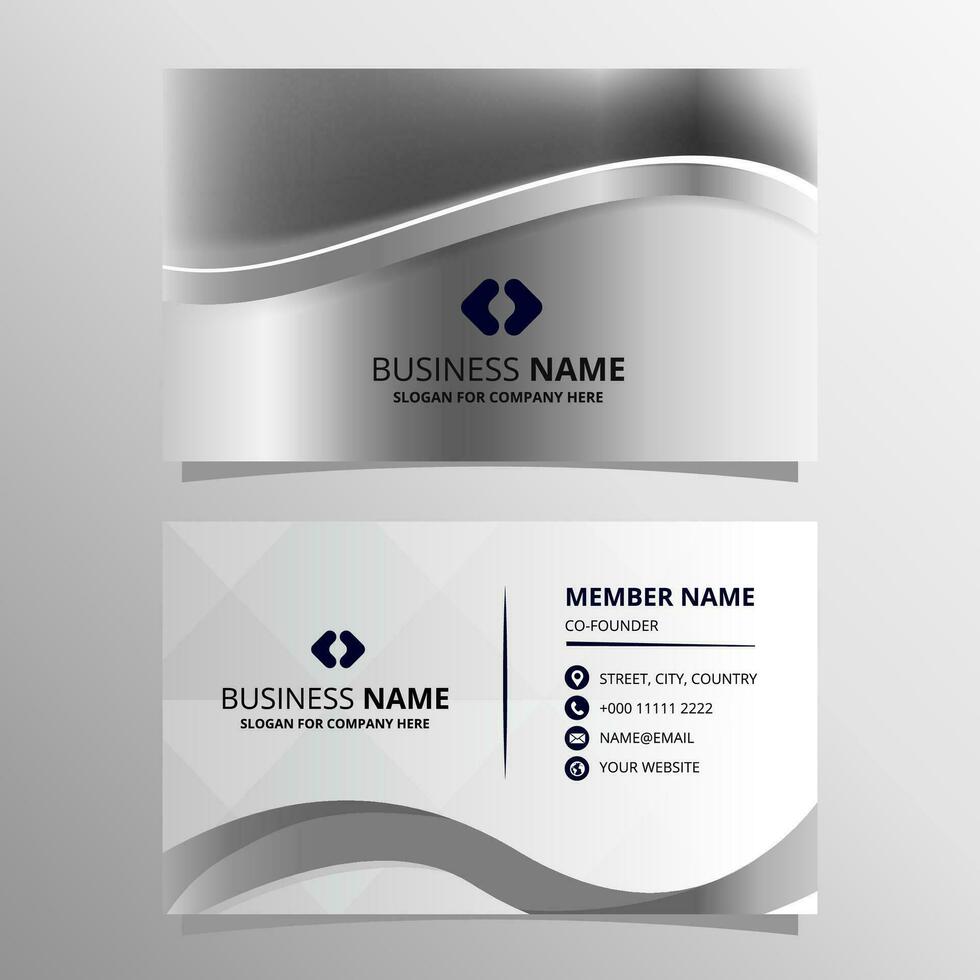 Beautiful Silver Curved Business Card Template vector