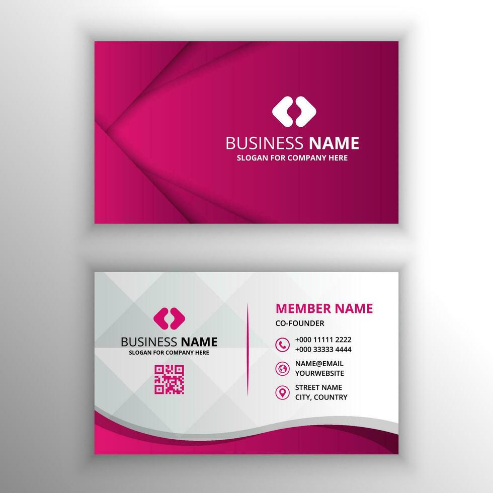 Beautiful Pink Cover Business Card With Curved Shapes vector