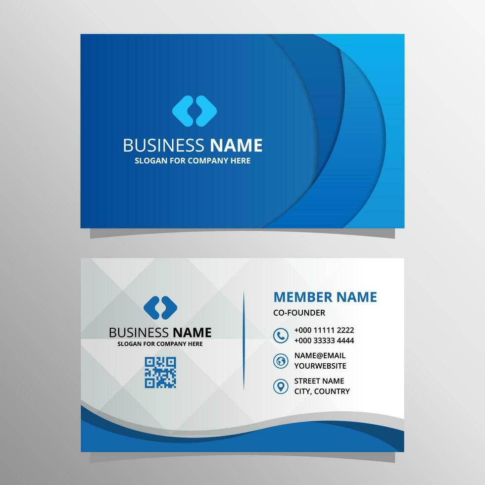 Blue Curved Lines Business Card Template With Curves vector