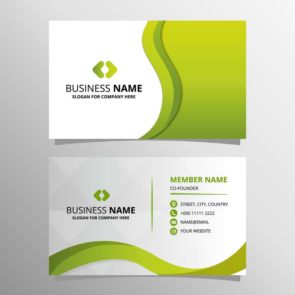 Creative Wavy Green Business Card With Curves vector