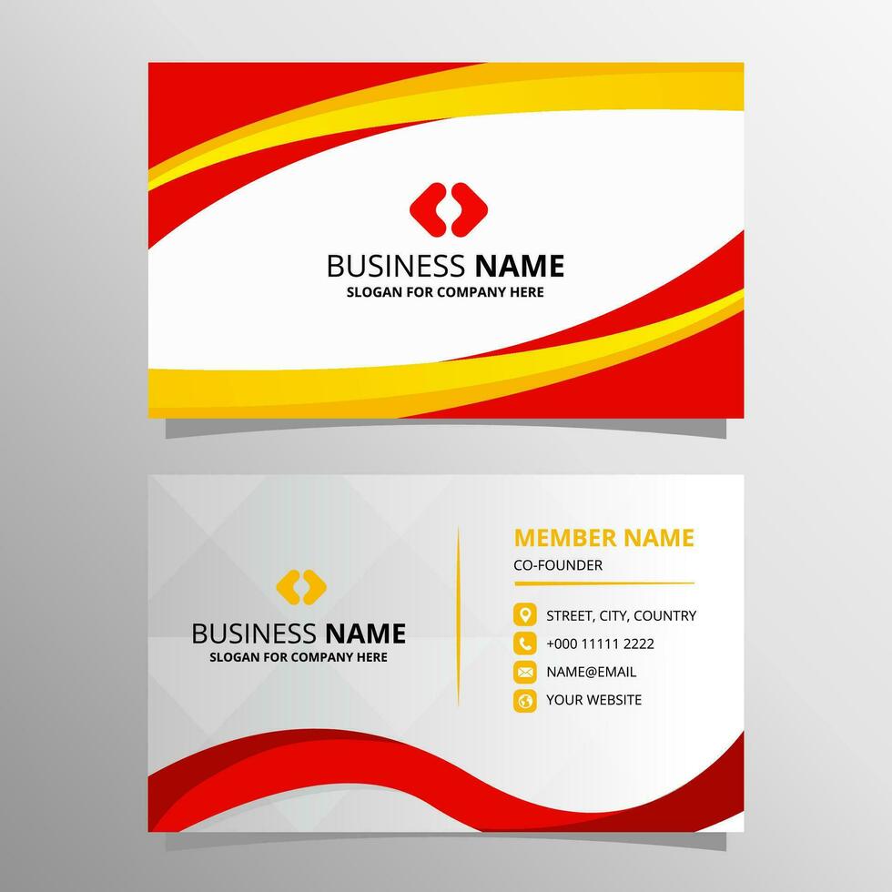 Elegance Red and Yellow Curved Business Card Template vector