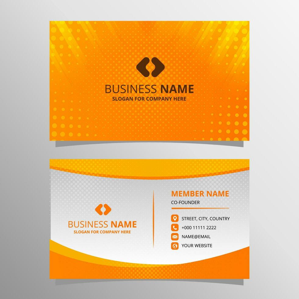 Abstract Yellow Dots Business Card Template With Abstract Lines vector