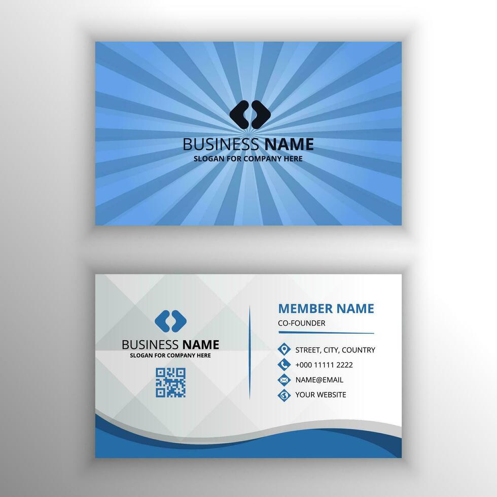 Blue Sunburst Pattern Business Card Template vector