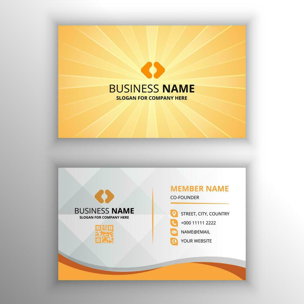 Beautiful Yellow Sunrays Business Card Template vector