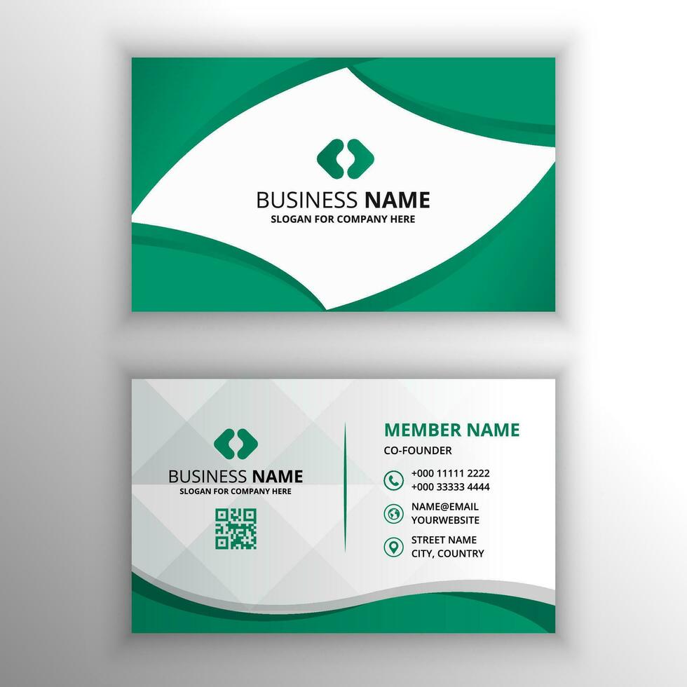 Elegance Gradient Green Business Card With Curves vector