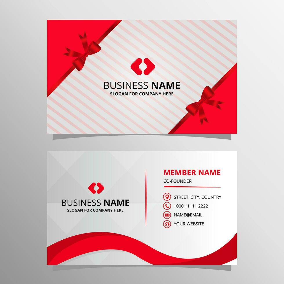 Elegant Red Striped Business Card Template vector