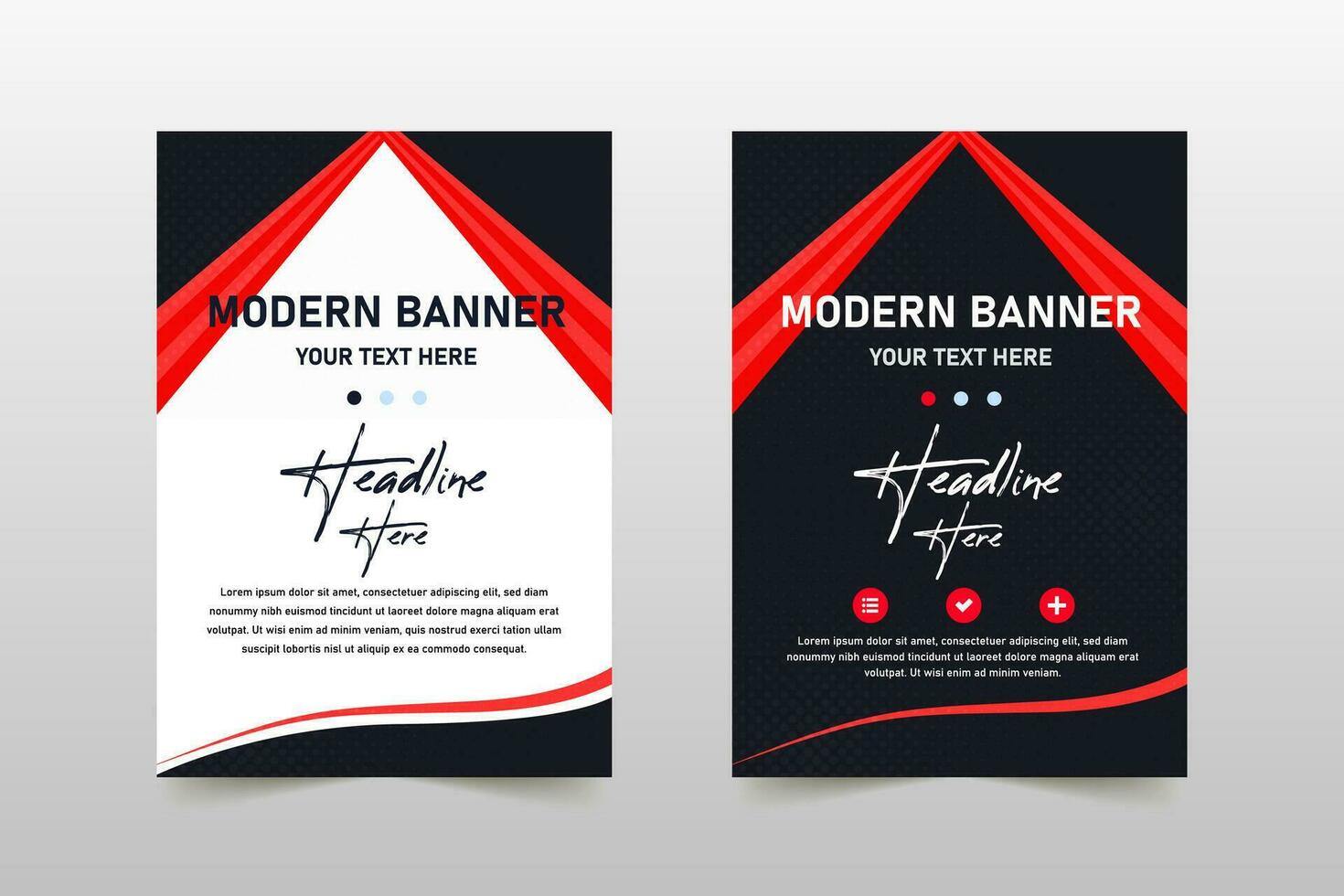 Elegance Red and Black Curved Abstract Business Banner Template vector