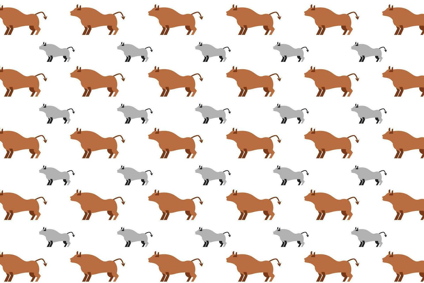 Flat Bull Animal Pattern Background vector