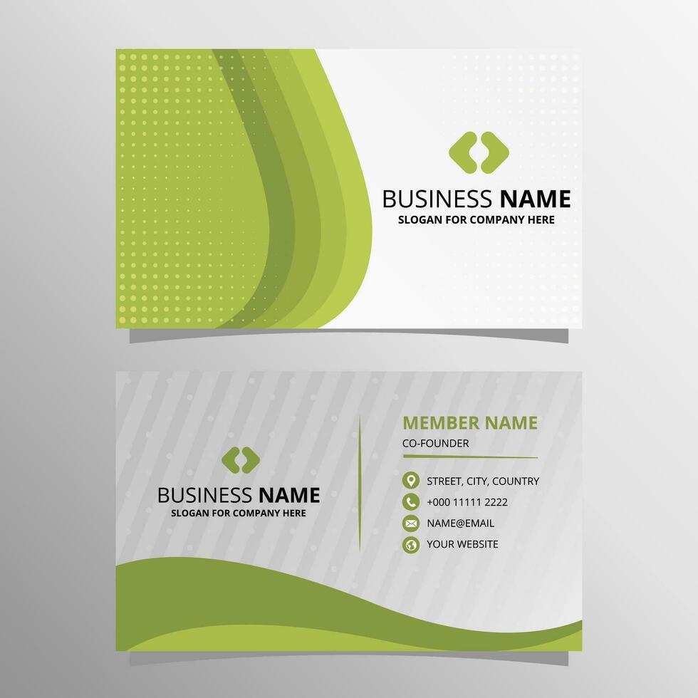 Elegant Vector Green Curved Business Card Template