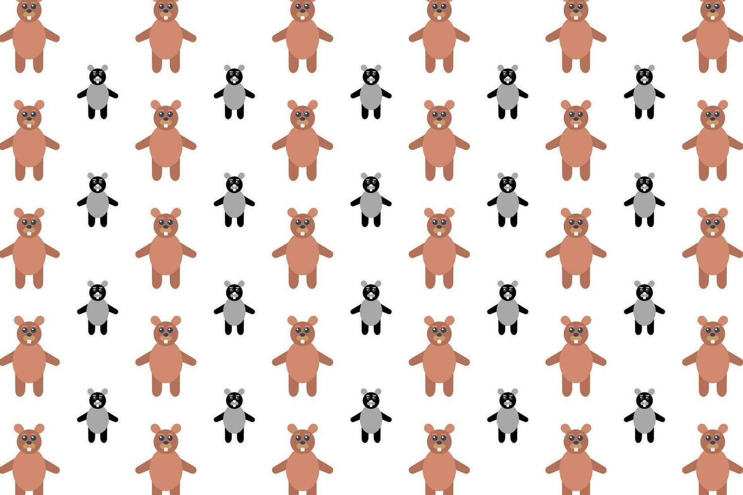 Flat Beaver Mammel Animal Pattern Background vector
