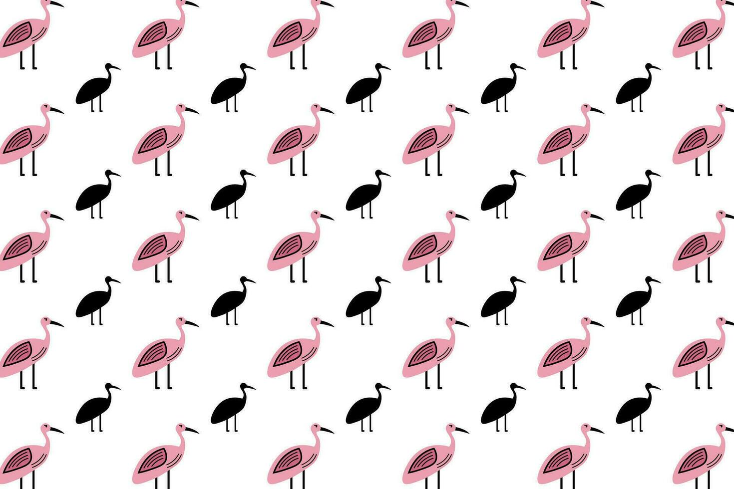 Flat Crane Bird Animal Pattern Background vector
