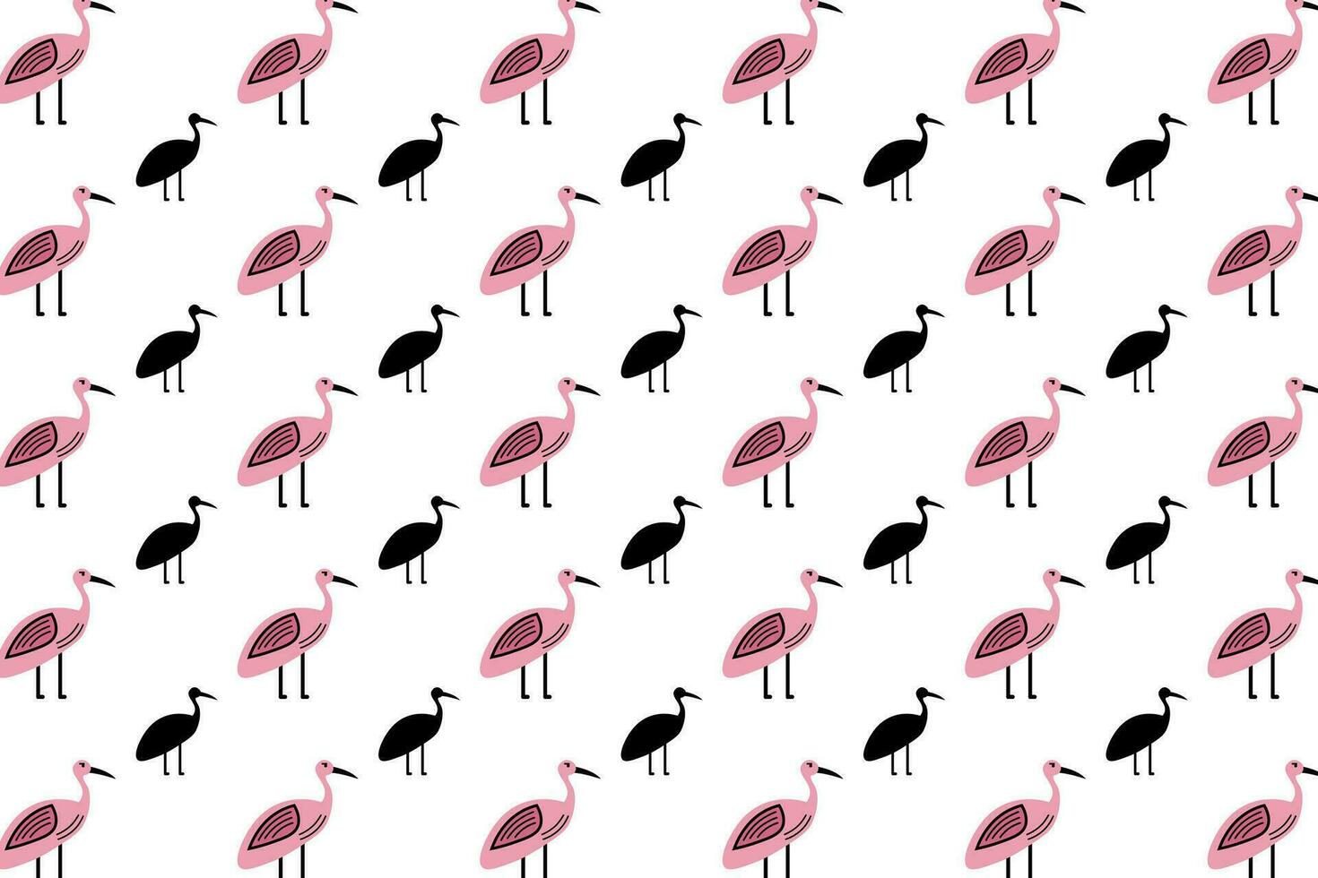 Flat Crane Bird Animal Pattern Background vector