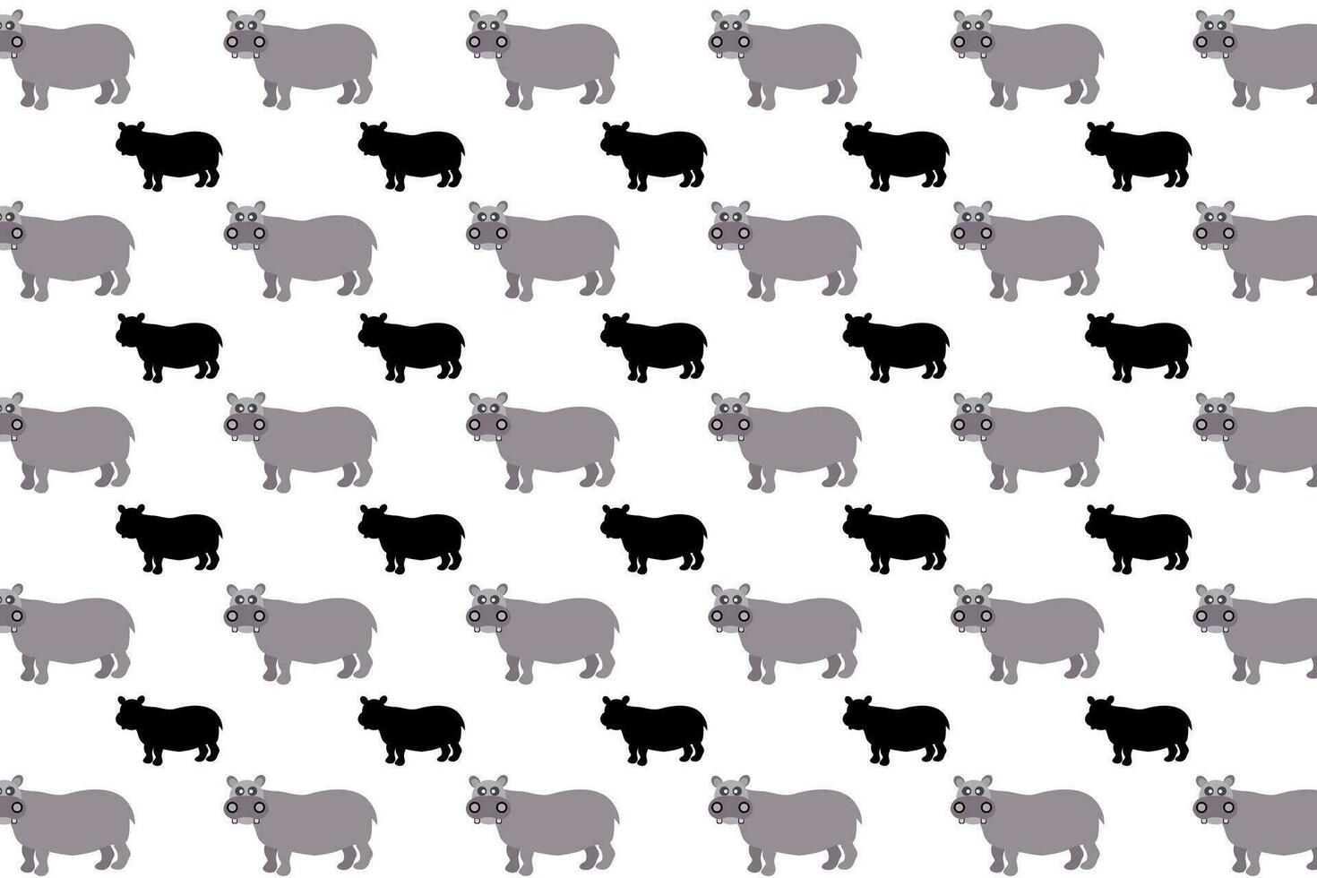 Flat Hippo Animal Pattern Background vector