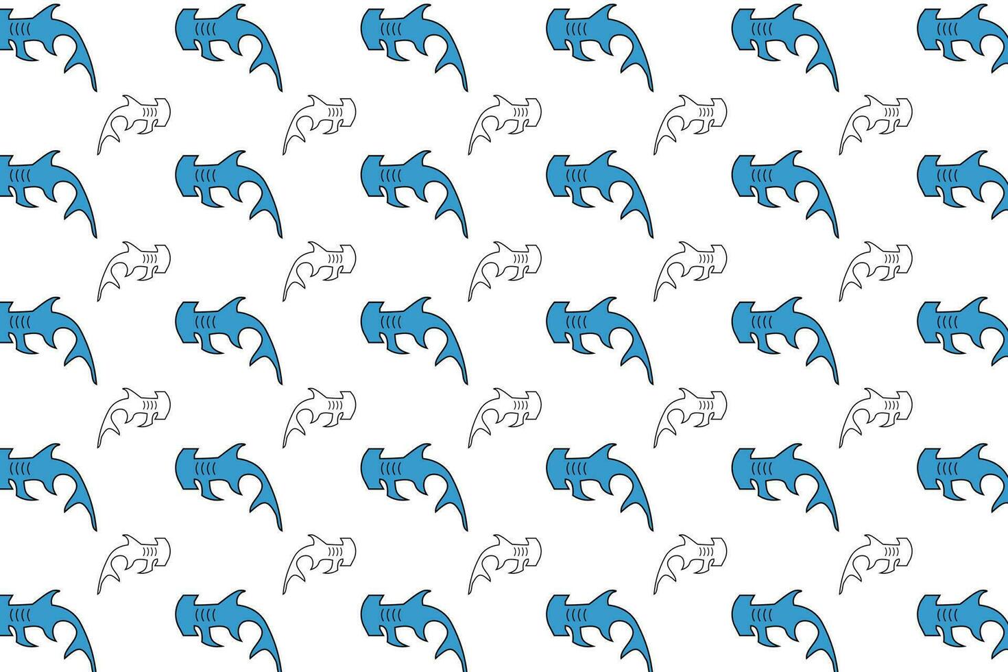 Flat Hammerhead Shark Pattern Background vector