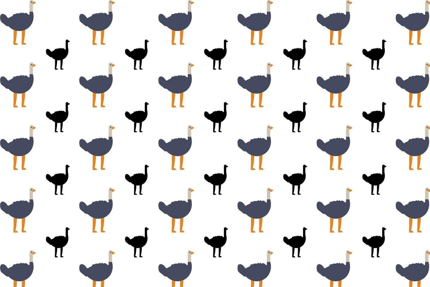 Flat Ostrich Bird Pattern Background vector