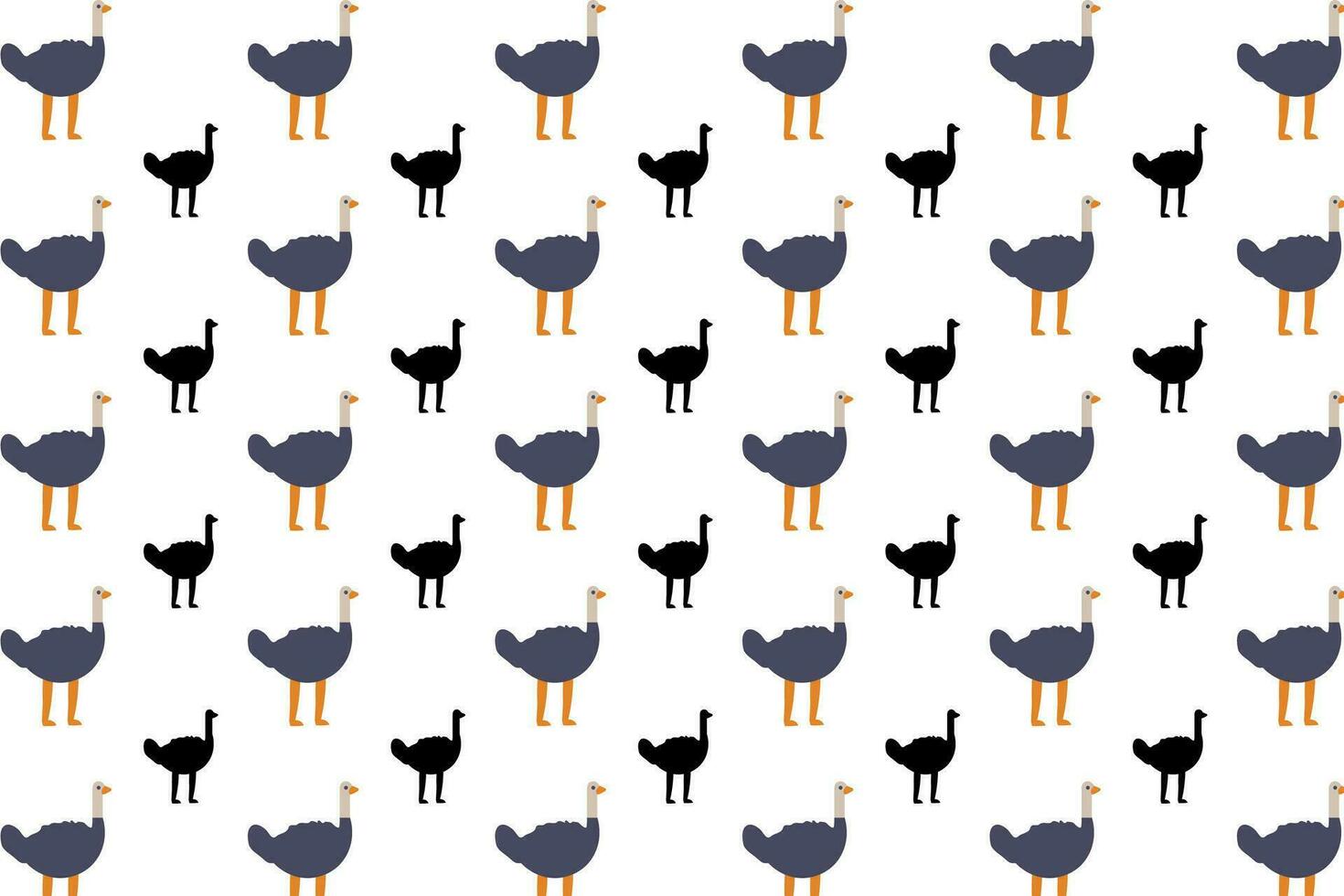 Flat Ostrich Bird Pattern Background vector