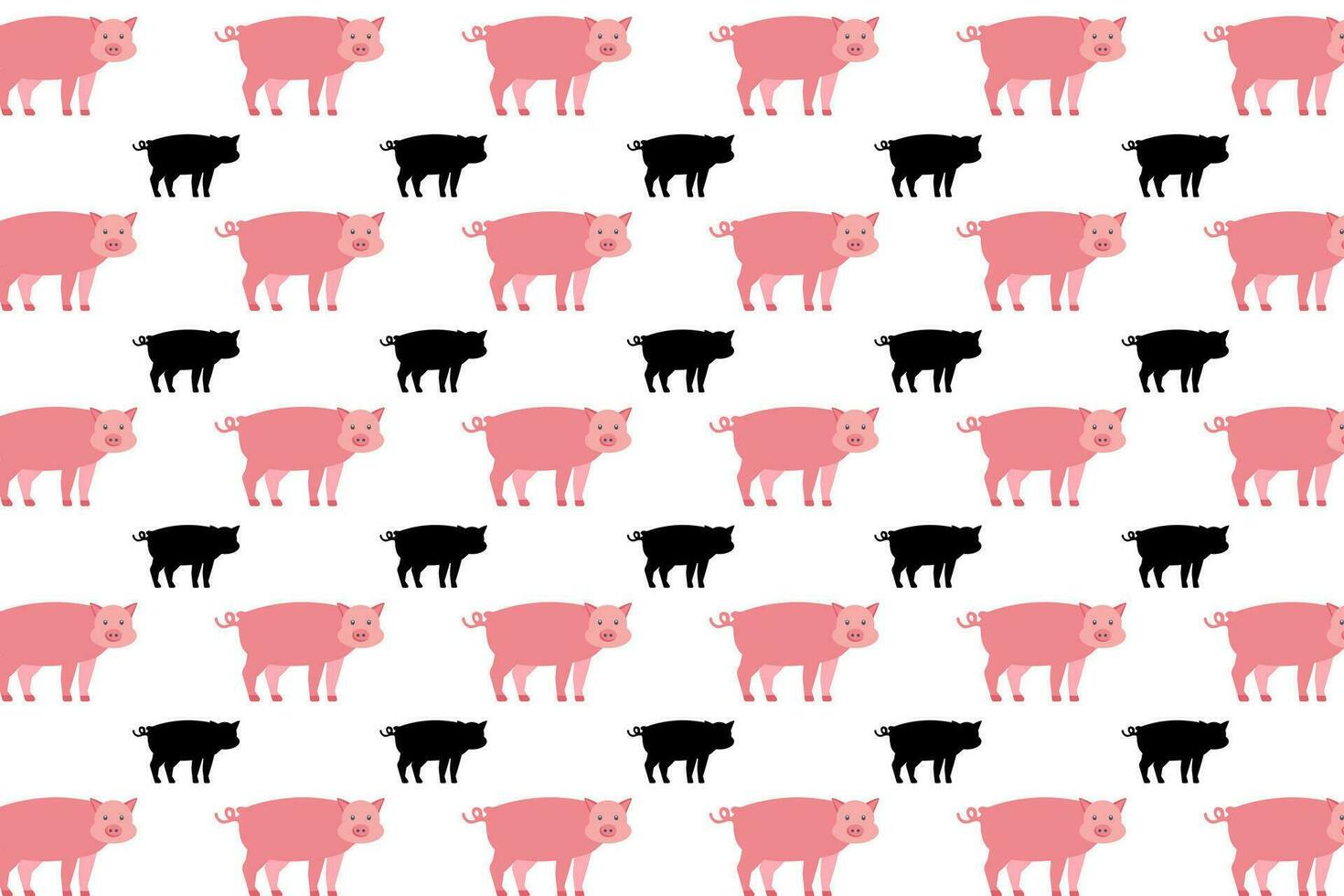 Flat Pig Animal Pattern Background vector