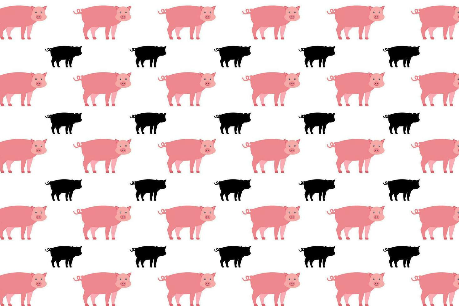 Flat Pig Animal Pattern Background vector