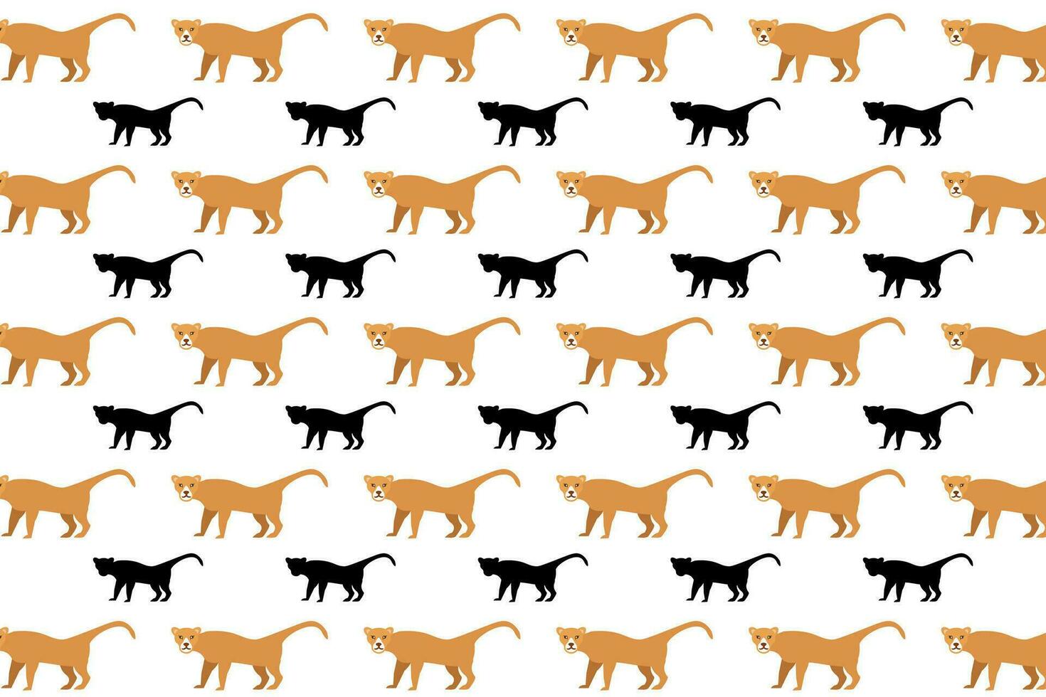 Flat Puma Animal Pattern Background vector