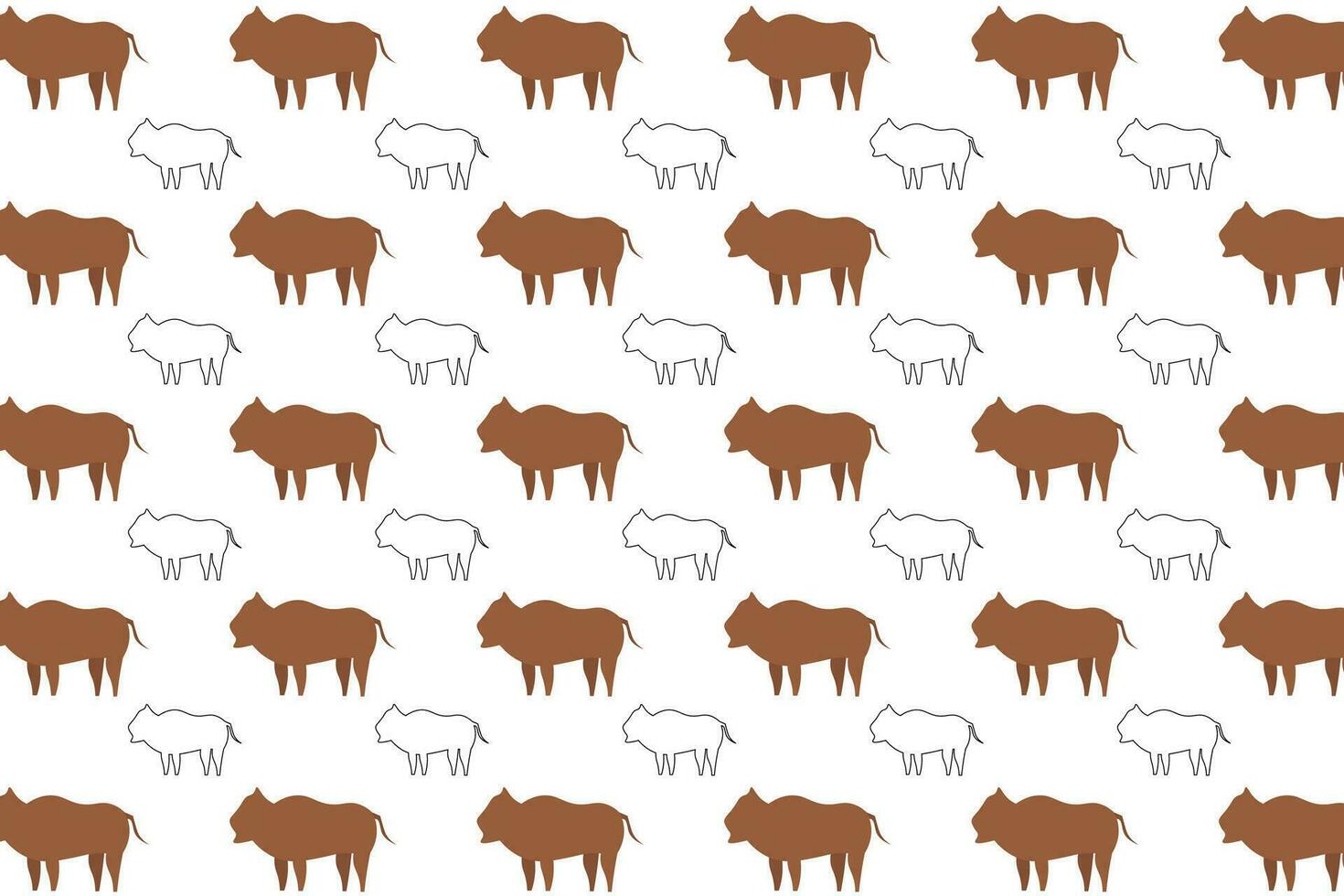 Flat Wildebeest Animal Pattern Background vector