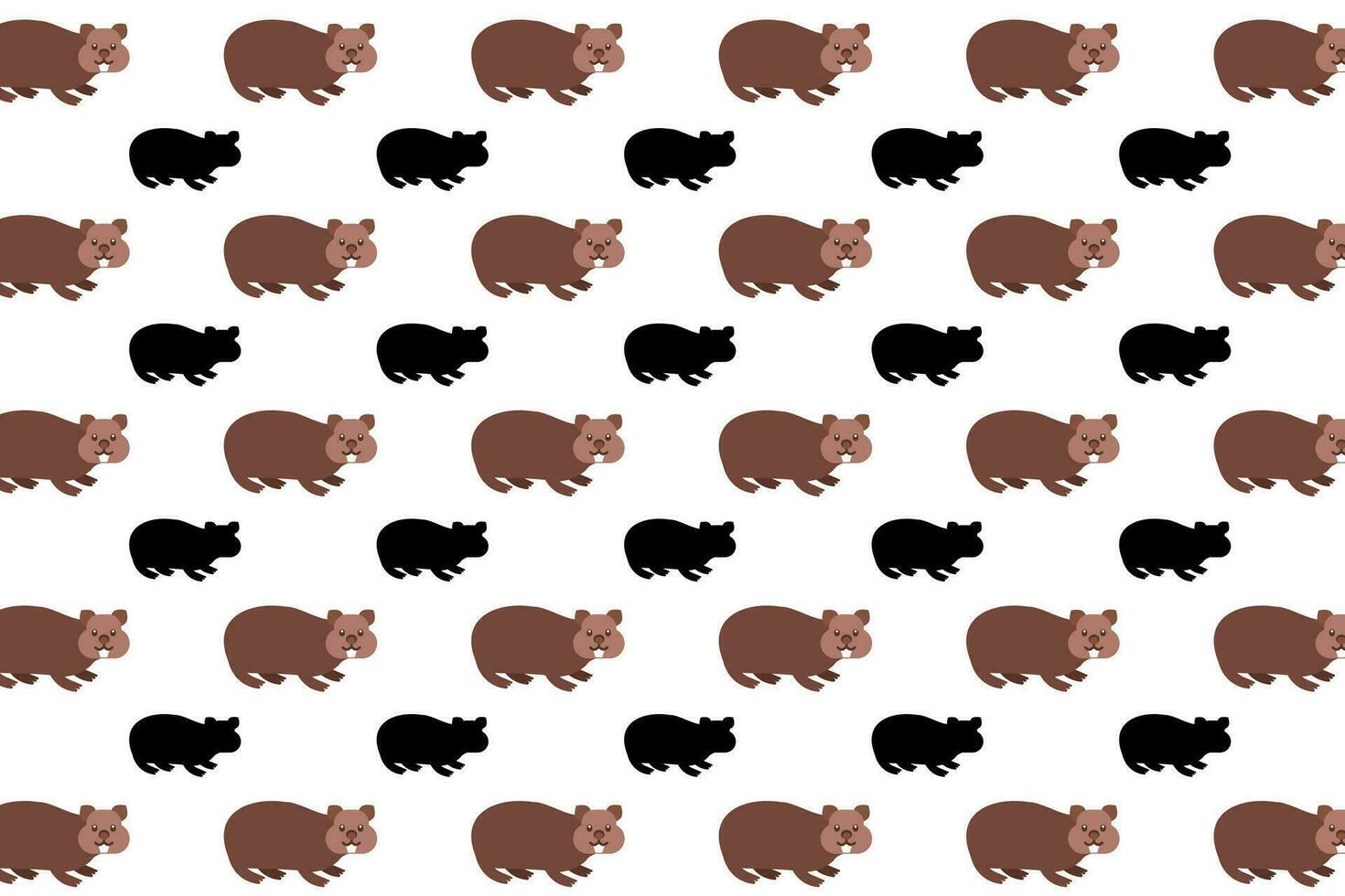 Flat Wombat Animal Pattern Background vector
