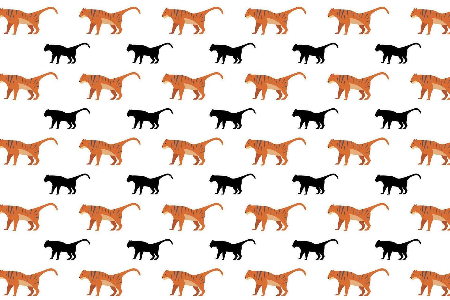 Flat Tiger Animal Pattern Background vector