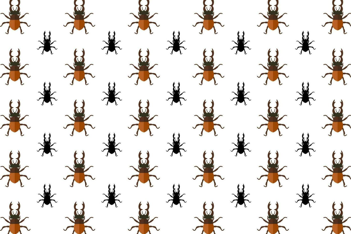 Flat Stag Beetle Insect Pattern Background vector