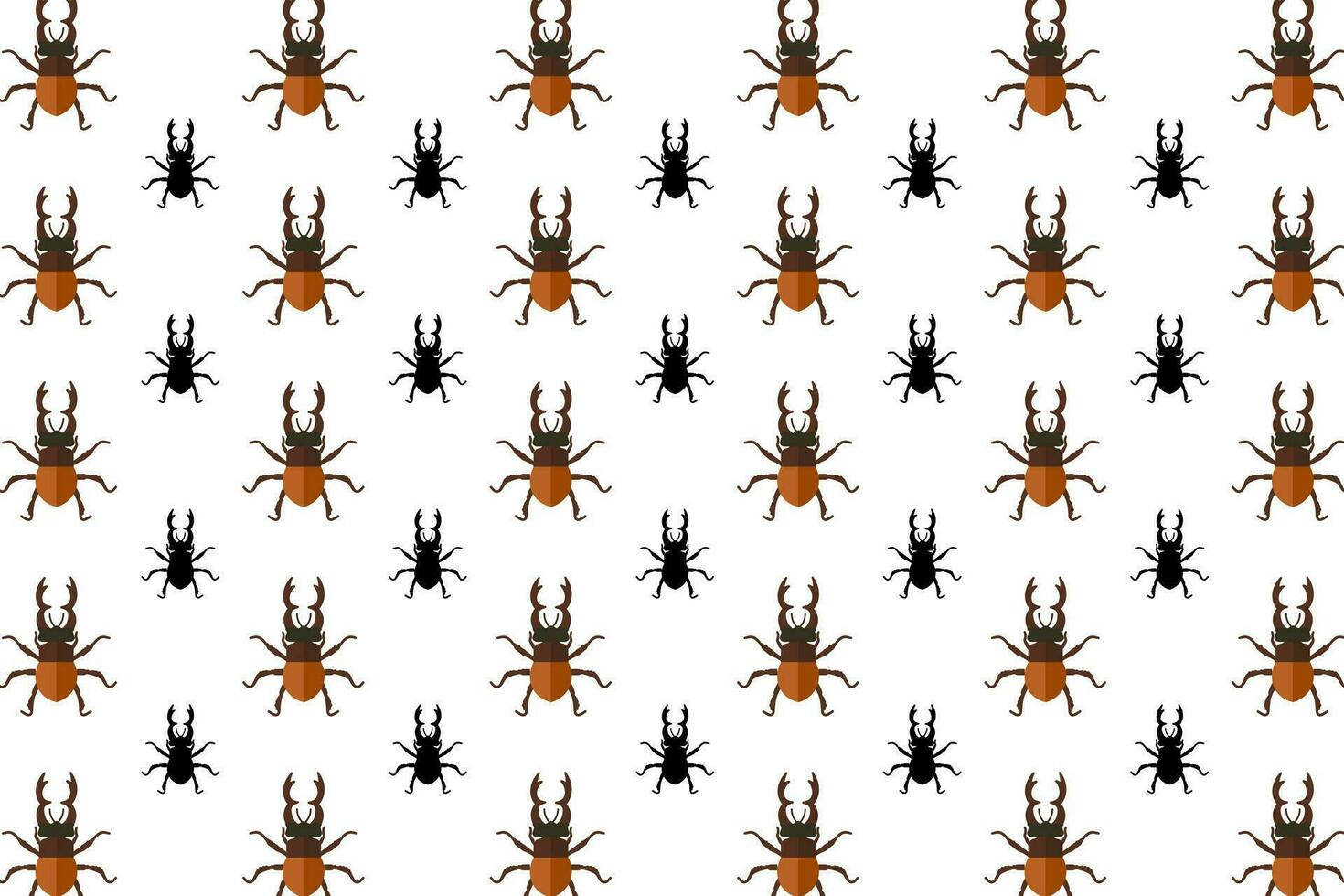 Flat Stag Beetle Insect Pattern Background vector