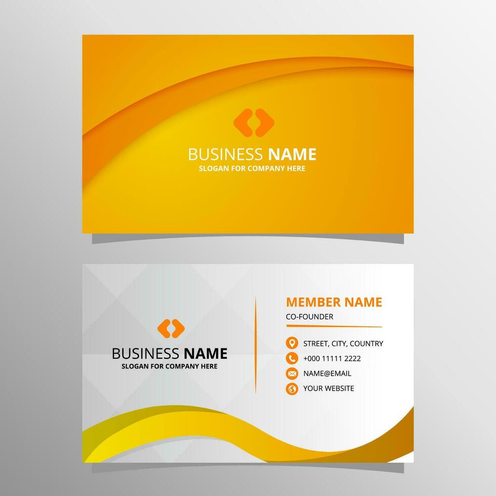 Modern Abstract Curved Orange Business Card Template vector